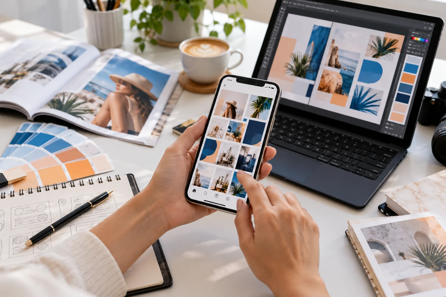 Dispositivo móvil con contenido gráfico para redes sociales